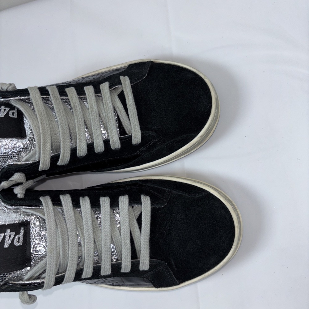 P448 Women John Embossed Patent Leather Gillter Lace Up Sneakers Sz 37/7 Comfort - Picture 9 of 16